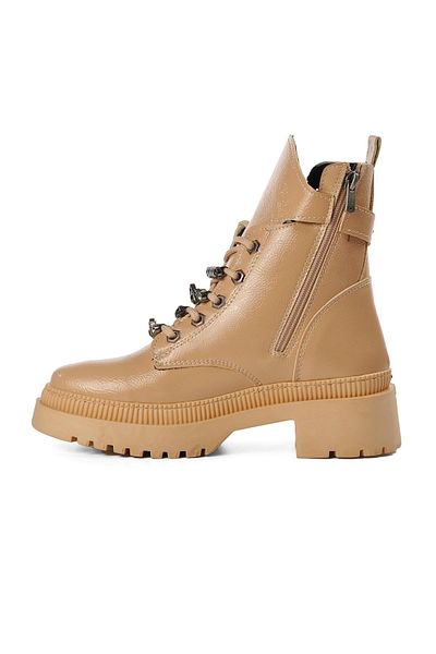 Aspor Nude Nut Wrinkled Patent Leather Women's Boots