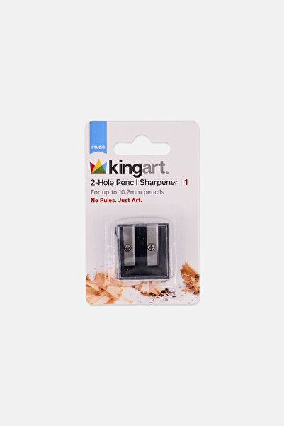 Kingart 2 Hole Plastic Pencil Sharpener, Black