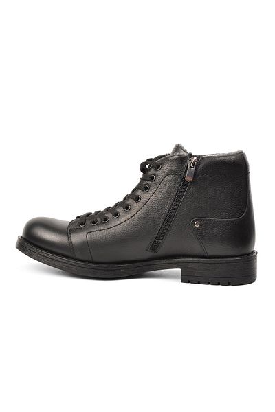 Aspor Black Genuine Leather Classic Men's Boots with Fur Inside