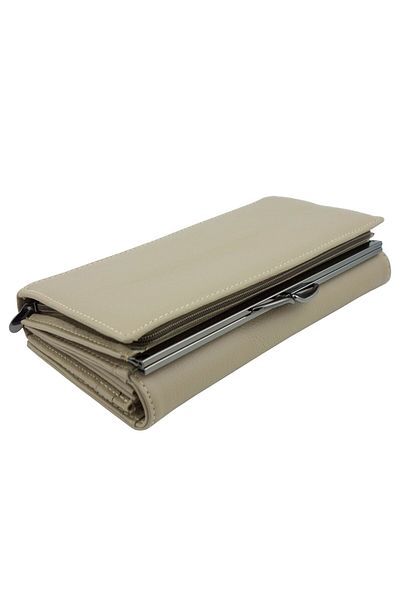 OEM Women's wallet, Tita, made of genuine leather, 19 x 10 x 3.5 cm, Beige with multiple compartments - PR225