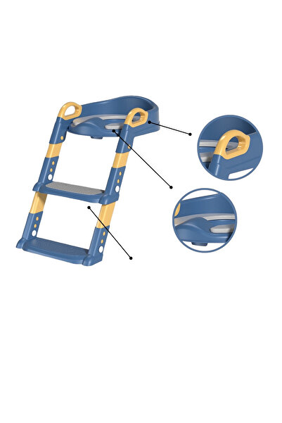TECOS Μειωτής τουαλέτας με σκάλα και 3 σκαλοπάτια, Tecos, πτυσσόμενος, φορητός, μαλακό υλικό, μπλε