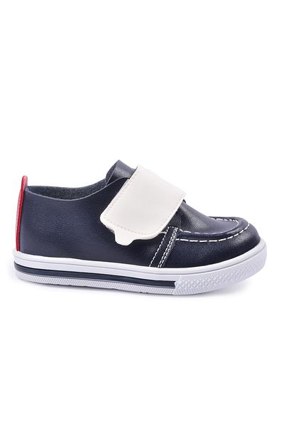 Aspor Navy Blue White Faux Leather Baby Casual Shoes