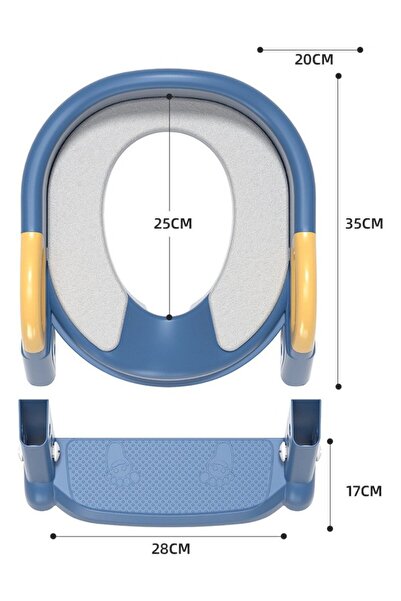 TECOS Μειωτής τουαλέτας με σκάλα και 3 σκαλοπάτια, Tecos, πτυσσόμενος, φορητός, μαλακό υλικό, μπλε