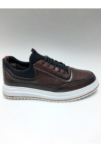 Adnan Bozkaya Genuine Leather Daily Tan Color Unlace White Sole Summer Men's Shoes
