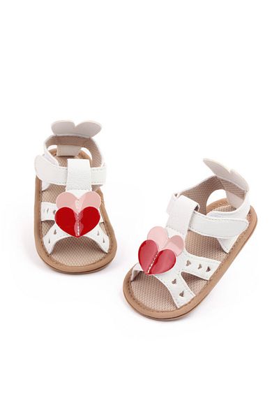 Superbaby Sandalute albe cu doua inimioare