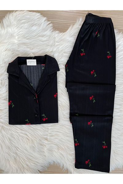 Pijamacs Set pijama Pegasus cu mânecă scurtă cu model cireșe