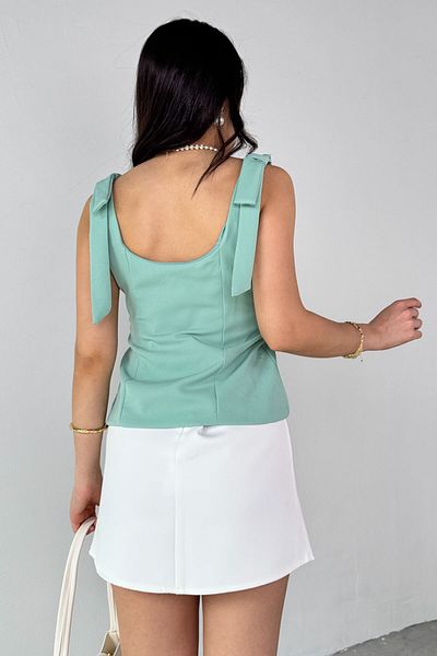 Cappmoda BLZ-06286 Μπλούζα με λουράκι με λαιμόκοψη με πράσινη πισίνα