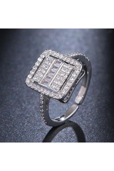 VİYA Valeriane Large Baguette Model Zircon Stone Ring