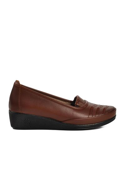 Aspor Tan Genuine Leather Women's Flat Casual Casual Shoes