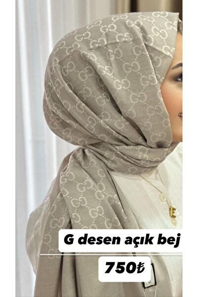 modayışığı Açık Bej G Desen Şal