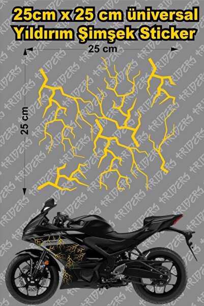 TRİDERS Şimşek Yıldırım Sticker 25x25cm Folyo Kesim Evrensel Üniversal Desen ...