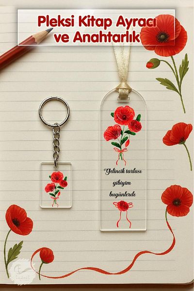 t tuğset etiket Plexiglass Bookmark Keychain Gift Set Aa-T1255