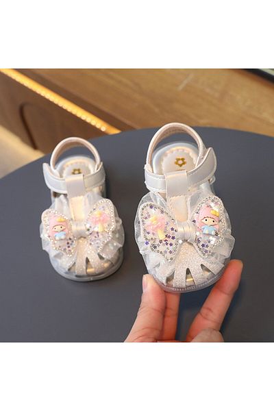 Superbaby Sandale alb sidefat pentru fetite - Doll