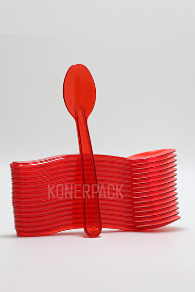 KONERPACK ملعقة حلوى آيس كريم فاخرة 500 قطعة - أحمر