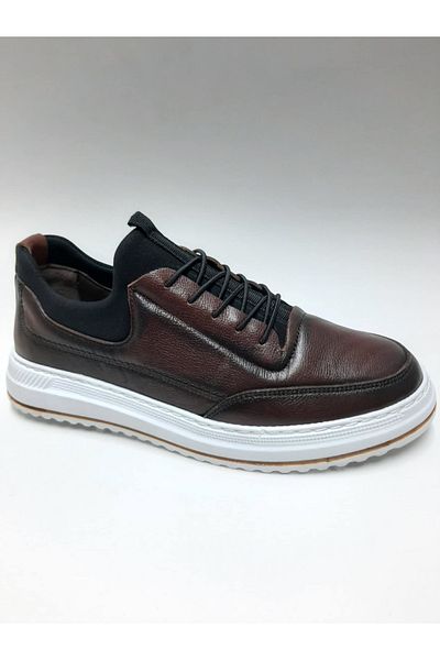 Adnan Bozkaya Genuine Leather Daily Tan Color Unlace White Sole Summer Men's Shoes