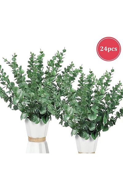 Choice Dark Green 24pcs Simulation Of Eucalyptus Leaf Flower Decoration Of Eucalyptus Money Leaf Wedding Ho