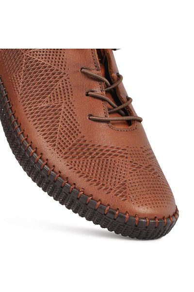 Voyager Tan Women's Genuine Leather Flat Casual Daily Shoes