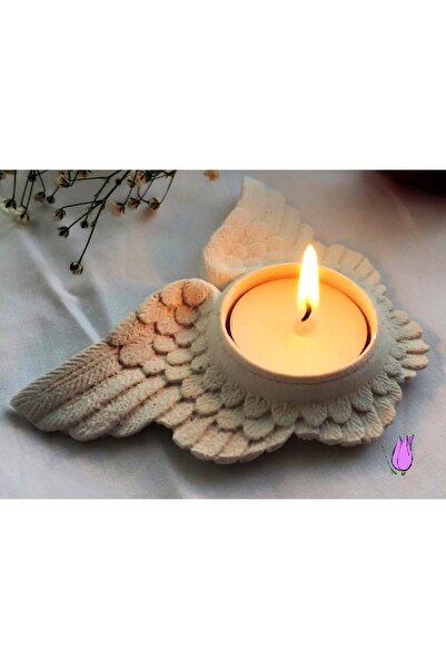 morlalem m 11cm Kanatlı Tealight Mumluk Silikon Kalıp K-208 Polyester Taş Toz...