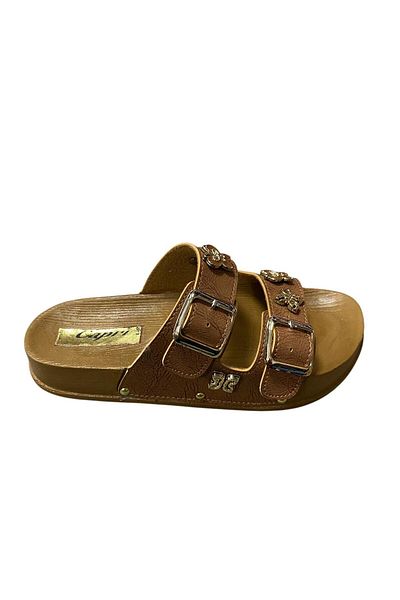 CAPRİ Women's Flat Sole Buckle Stone Slippers