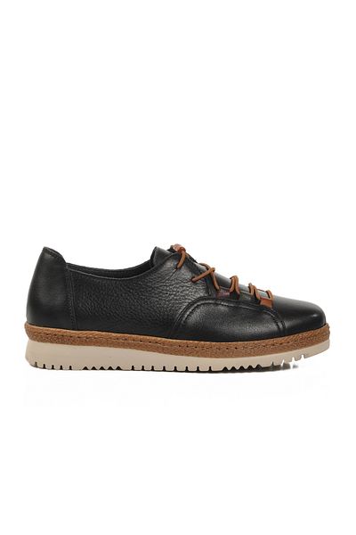Voyager Black Genuine Leather Anatomical Women Casual Shoes