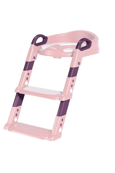 TECOS Toilet reducer with ladder and 3 steps, Tecos®, foldable, portable, safety surface, pink