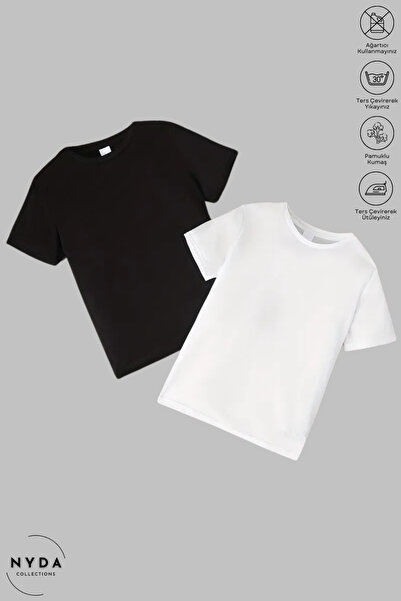 Nyda Collections Unisex dečija majica sa okruglim izrezom bez printa, pamučna...