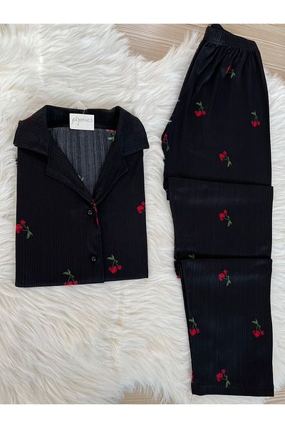 Pijamacs Set pijama Pegasus cu mânecă scurtă cu model cireșe