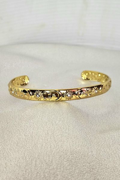 WONDER TOUCH Steel Sun and Moon Zircon Stone Bracelet,Adjustable Everyday Bracelet, Sun Talisman Women's Bracelet
