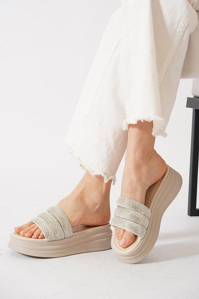 Moda Pie Γυναικείες παντόφλες Trenton Stone Thick Sole Μπεζ