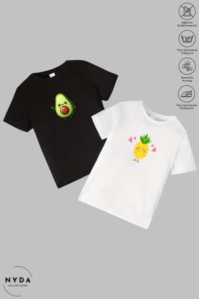 Nyda Collections Dječja majica sa okruglim izrezom sa printom avokada i anana...