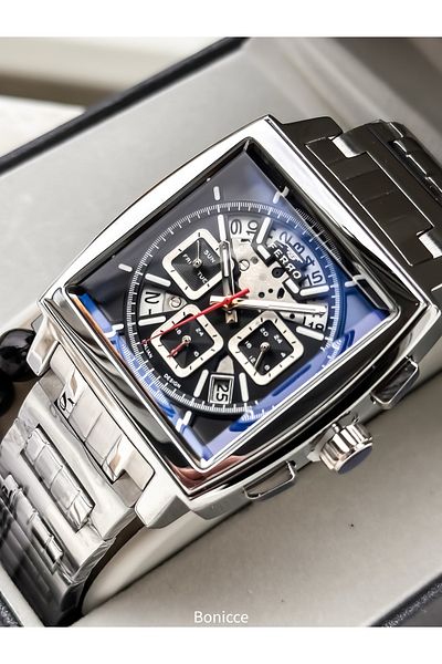 FERRO In Stylish Box, Silver Black, Steel Cord,Square Dial,Functional Men's Watch Bracelet Gift