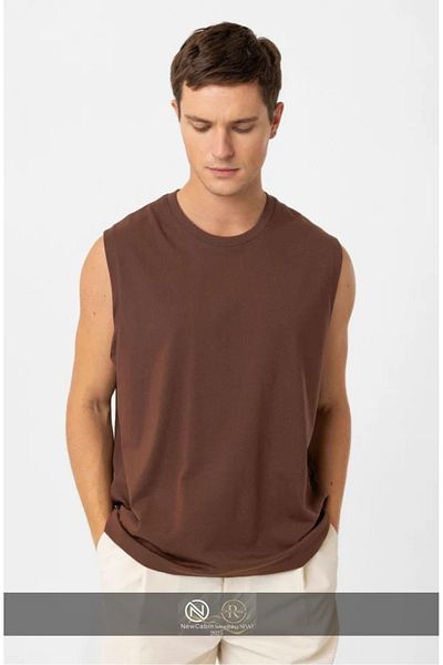 NewCabin New Season Cotton Training-Casual Athlete Oversize Αμάνικο T-Shirt