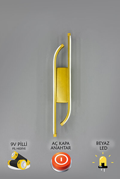 asva aydınlatma Pilli Gold Laura Beyaz Ledli Duvar Aplik