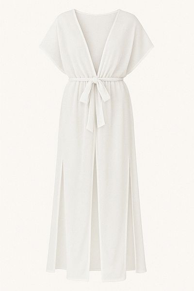 Misue Handmade Pareo transparent, kimono transparent cu sclipici, pareo lung cu cravată lejeră, rochie de plajă strălucitoare de vară