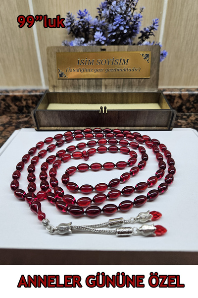 Zikir Tesbih 99 luk Namazlık Ateş Kehribar tesbih Anneler Günü Özel ,Sıkma Ke...
