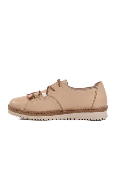 Voyager Beige Genuine Leather Anatomical Women's Casual Shoes