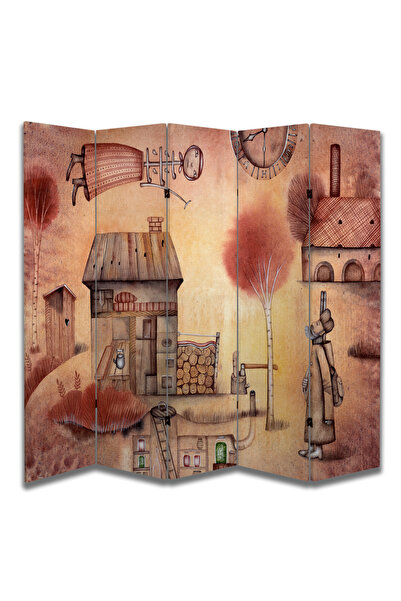 dbsanat Motifli Özel Tasarım Paravan Room Divider 180 x 200 cm