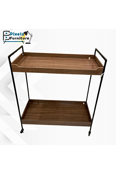 PixelsFurniture عربة تقديم الضيافة للشاي والقهوة متحركة رفين مستطيلة من بكسل الأثاث