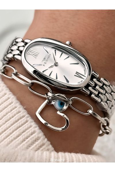 FERRO Stylish Box, Silver Steel Cord, Oval Case, Vip Series Women's Wristwatch Bracelet