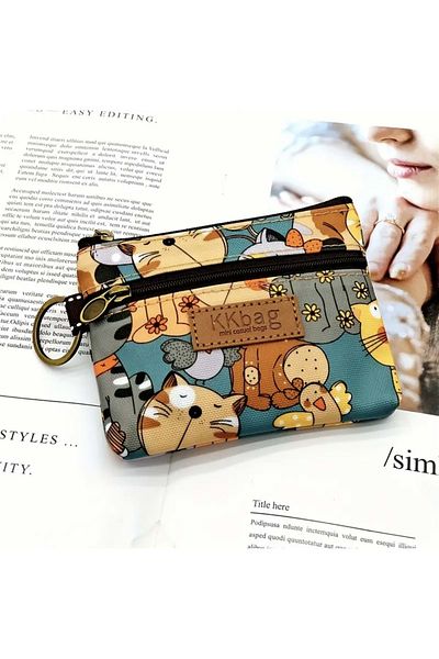 ACAR TAKI Cartoon Printed Two Compartment Zippered Coin Purse, Lipstick Storage Bag Acr4751