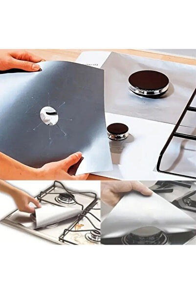 Home 4 Adet Ocak Brülör Kapağı – Yeniden Kullanılabilir - Yanmaz, Yapışmaz, Kolay Temizlenebilir