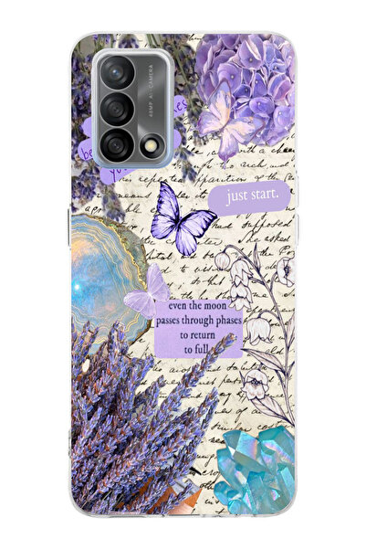 moonset Oppo A74 Uyumlu Just Start Tasarımlı Baskılı Şeffaf Telefon Kılıfı