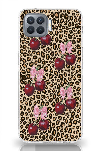 moonset Oppo Reno 4 Lite Uyumlu Leopar ve Fiyonk Tasarımlı Baskılı Şeffaf Tel...