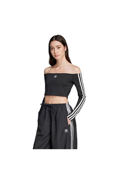 adidas Tricou negru de damă cu umăr Ls Jd0274