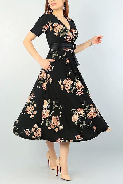 azra moda Κοντομάνικο φλοράλ φόρεμα