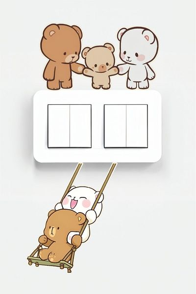 CanCo Store Bear Family Set High Definition Lamp Socket Wall Wardrobe Room Home Decoration Children Sticker