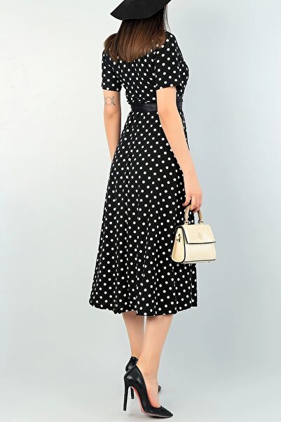 azra moda Short Sleeve Polka Dot Dress