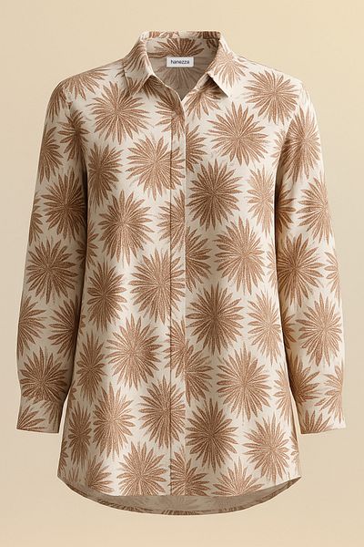 Hanezza Plus Size Sevilla Floral Patterned Cotton Viscose Tunic-Shirt