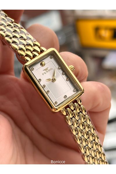 FERRO Stylish Box, Yellow Steel Cord, Rectangular Case, Vip Series Women's Wristwatch Bracelet Gift