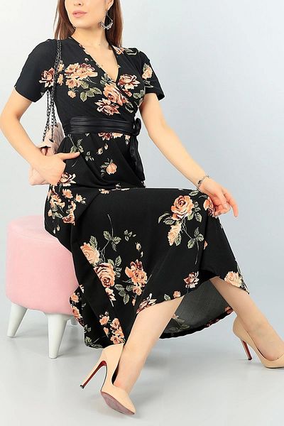 azra moda Κοντομάνικο φλοράλ φόρεμα